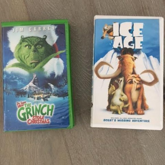 VHS Movies - Tim Carrey How the Grinch Stole Christmas and Ice Age - Picture 1 of 1